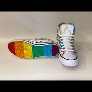 White/ Rainbow Pride All Star Converse High Tops